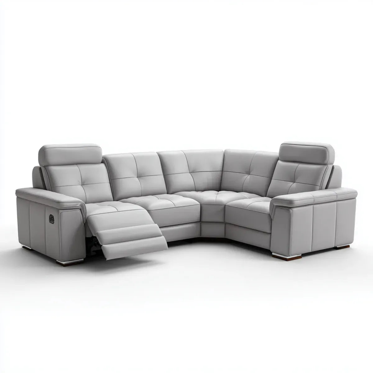 Sofa, Szara fotel z 5 miejscami w sztucznej skórze PU 300 x 220 x 102 cm