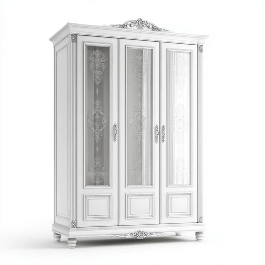 Szafa z lustrami Biała srebro 160 x 60 x 220 cm MDF prostokątna